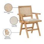 Abby Vegan Leather Upholstered Dining Arm Chair In Cream - Image 8