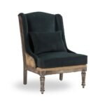 Classic Velvet Wingback Accent Chair with Wooden Legs