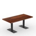 Rectangular Dining Table with Dual Metal Pedestal Base – Contemporary Elegance